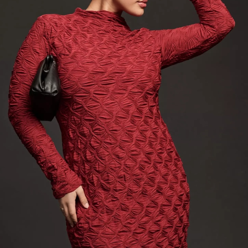 Maeve Long-Sleeve Scrunch Textured Mini Dress - 3X